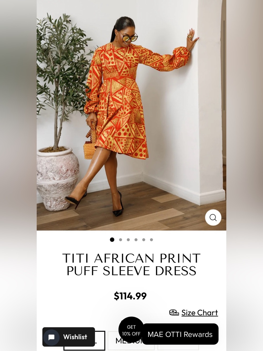 MAE OTTI-AFRICAN PRINT puffed long sleeve DRESS - Picture 16 of 16